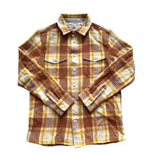 Outerknown 100% Wool Brown Yellow Plaid Blanket Shirt Jacket Size Medium NWT
